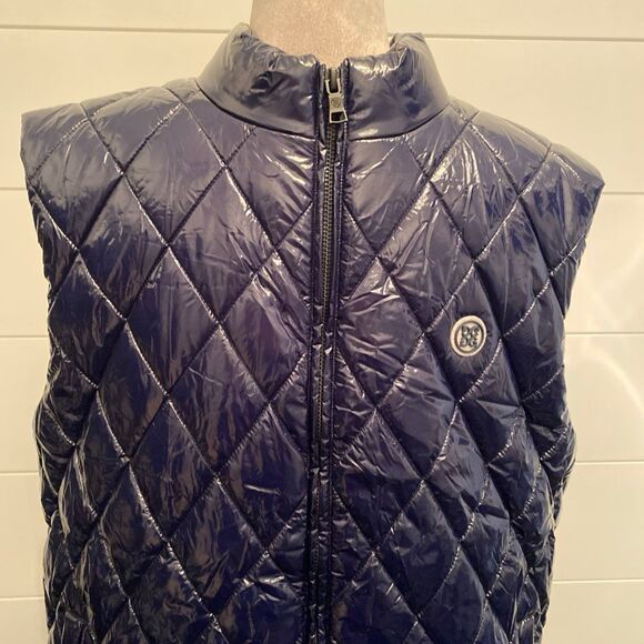 G/FORE Golf Quilted Polished Nylon Wool Lined Puffer Vest Navy Mens Retail $475 - Picture 4 of 12